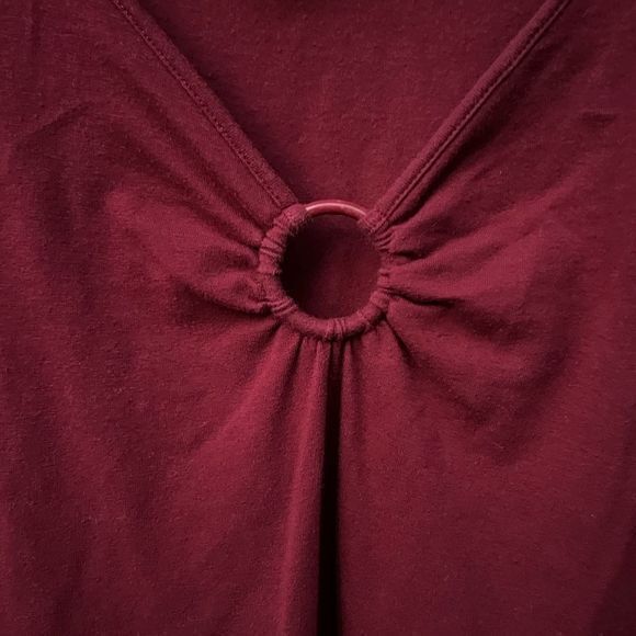 One Step Up Women's Top V-Neck 3/4 Sleeve Pullover Red Burgundy Size 3X - Picture 3 of 5